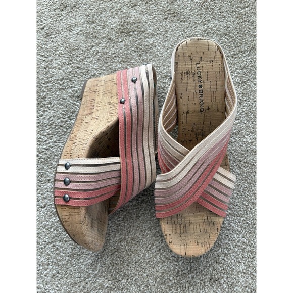 Lucky Brand Shoes - Lucky Brand Mykayla Wedge Sandals Cork Studded Slip On Sandals US 8M EU 38‎ 1/2